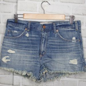 Abercrombie & Fitch Blue Lightly Distressed Shorts